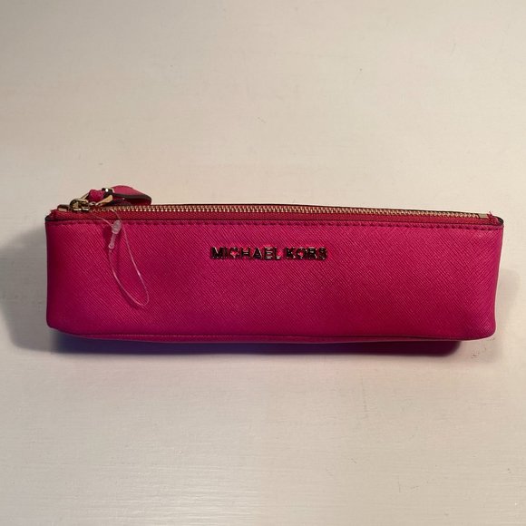 Michael Kors Handbags - Michael Kors Jet Set Pink Saffiano Leather Pencil Case / New